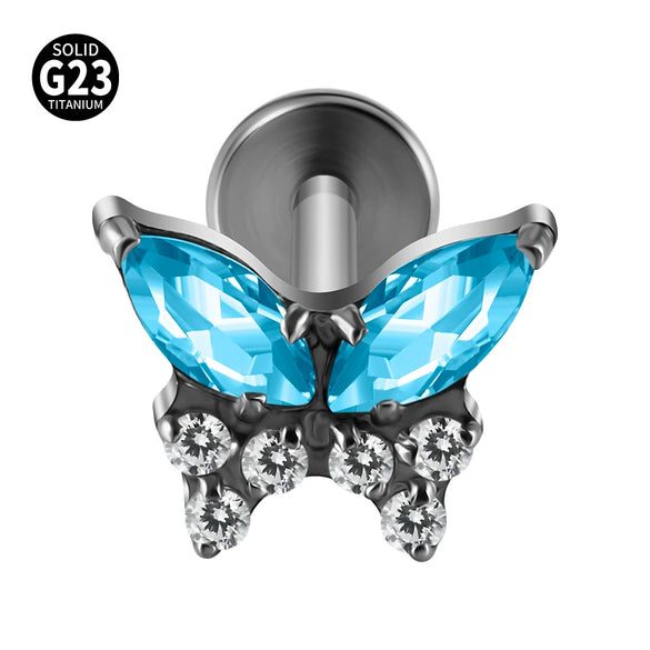Titanium Alloy Zircon Butterfly Insect Shape Earring And Lip Nail For Unisex