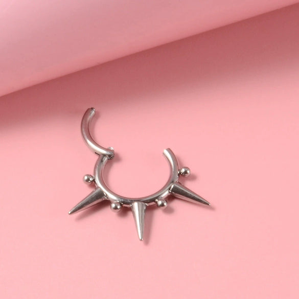 Titanium Closed Nose Ring And Earrings Welded Ball Pointed Cone Round Style Electroplated Unisex