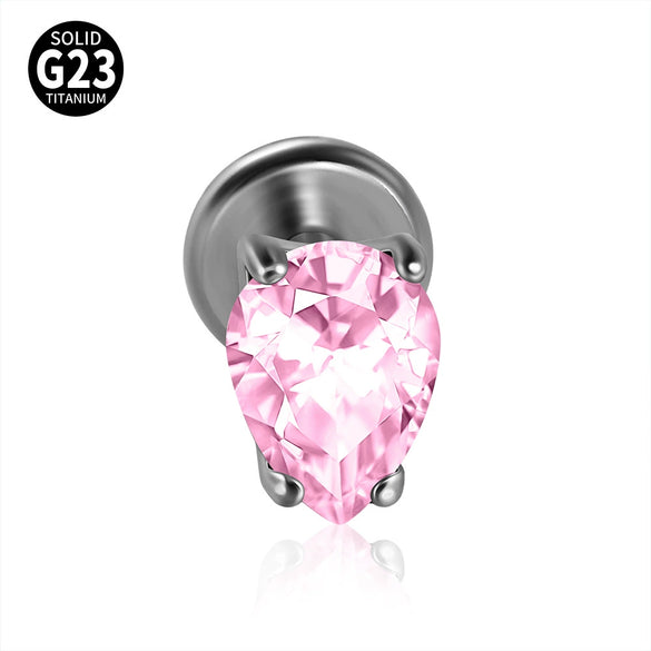 Titanium Drop Shape Zircon Puncture Earring