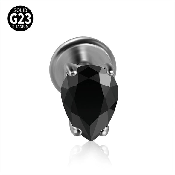 Titanium Drop Shape Zircon Puncture Earring