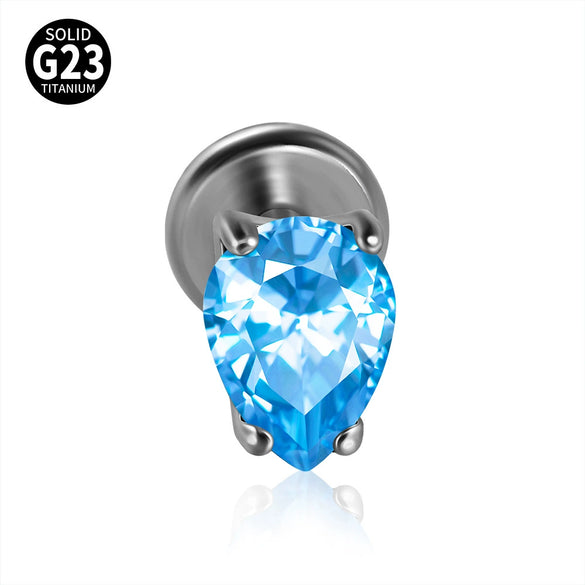 Titanium Drop Shape Zircon Puncture Earring