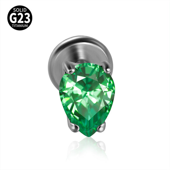 Titanium Drop Shape Zircon Puncture Earring