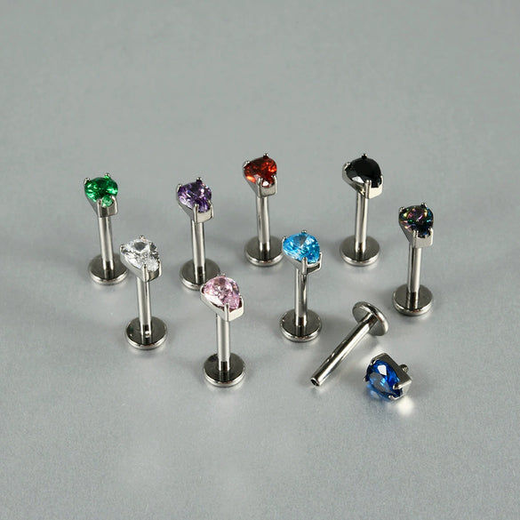 Titanium Drop Shape Zircon Puncture Earring
