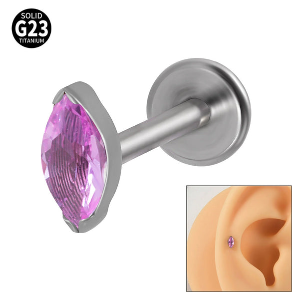 Titanium Dropshaped Ear Bone Ring With Horse Eye And Lip Design Electroplated Unisex Simple Style