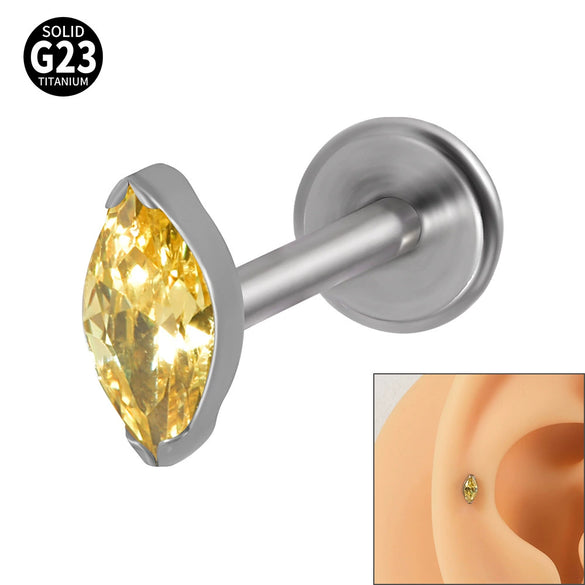 Titanium Dropshaped Ear Bone Ring With Horse Eye And Lip Design Electroplated Unisex Simple Style