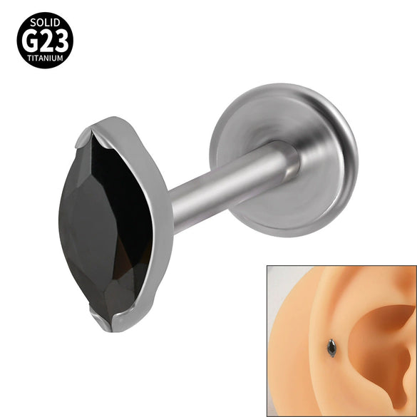 Titanium Dropshaped Ear Bone Ring With Horse Eye And Lip Design Electroplated Unisex Simple Style