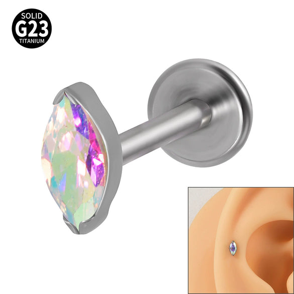 Titanium Dropshaped Ear Bone Ring With Horse Eye And Lip Design Electroplated Unisex Simple Style