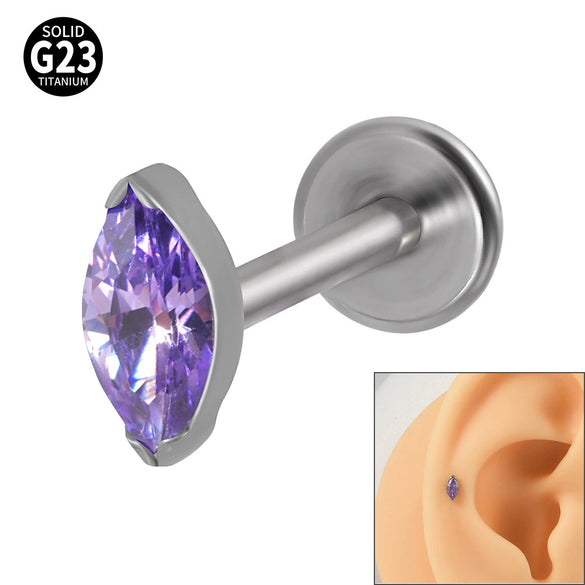 Titanium Dropshaped Ear Bone Ring With Horse Eye And Lip Design Electroplated Unisex Simple Style