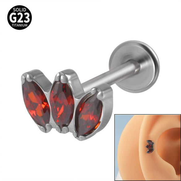 Titanium Electroplated Unisex Horse Eye Zircon Earrings And Inner Tooth Ear Bone Nail Earrings
