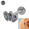 Titanium Electroplated Unisex Horse Eye Zircon Earrings And Inner Tooth Ear Bone Nail Earrings