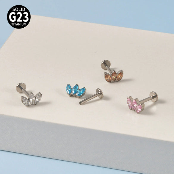 Titanium Electroplated Unisex Horse Eye Zircon Earrings And Inner Tooth Ear Bone Nail Earrings