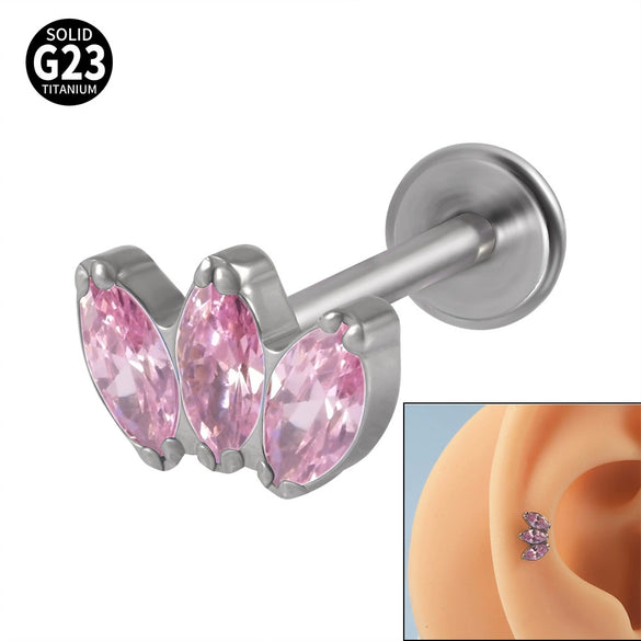 Titanium Electroplated Unisex Horse Eye Zircon Earrings And Inner Tooth Ear Bone Nail Earrings