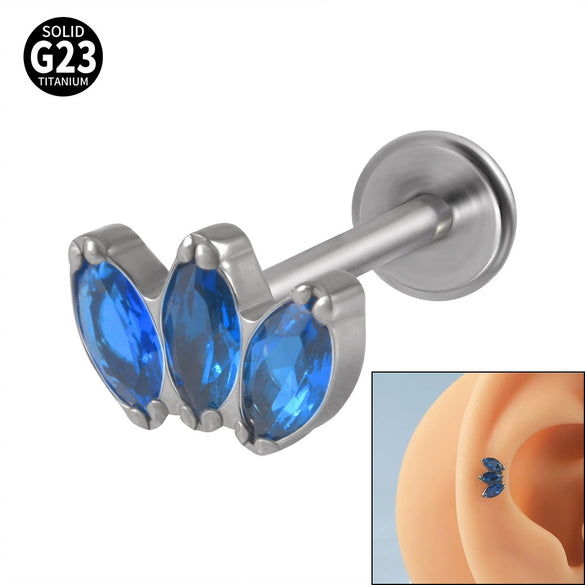 Titanium Electroplated Unisex Horse Eye Zircon Earrings And Inner Tooth Ear Bone Nail Earrings