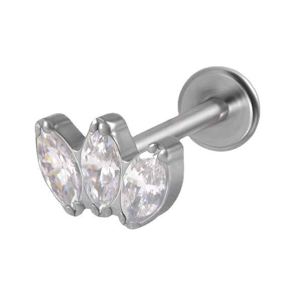 Titanium Electroplated Unisex Horse Eye Zircon Earrings And Inner Tooth Ear Bone Nail Earrings