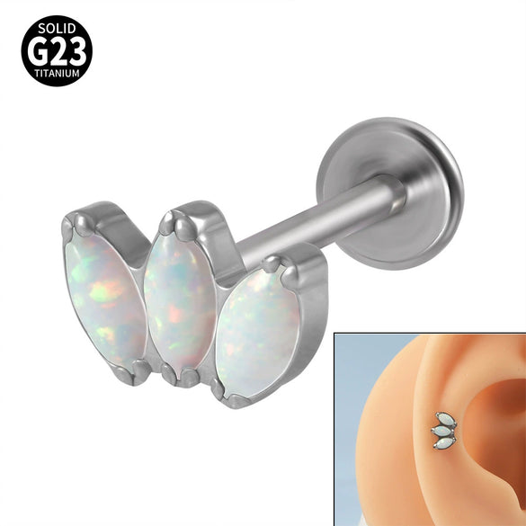 Titanium Electroplated Unisex Horse Eye Zircon Earrings And Inner Tooth Ear Bone Nail Earrings