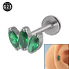 Titanium Electroplated Unisex Horse Eye Zircon Earrings And Inner Tooth Ear Bone Nail Earrings