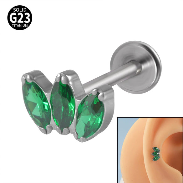 Titanium Electroplated Unisex Horse Eye Zircon Earrings And Inner Tooth Ear Bone Nail Earrings