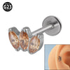 Titanium Electroplated Unisex Horse Eye Zircon Earrings And Inner Tooth Ear Bone Nail Earrings