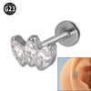 Titanium Electroplated Unisex Horse Eye Zircon Earrings And Inner Tooth Ear Bone Nail Earrings