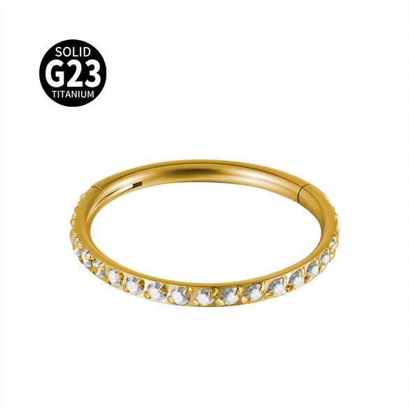 Titanium Geometric Carved Zircon Nose Ring Polishing Unisex Piercing Nose Ornament Ear Bone Ring