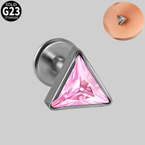 Titanium Geometric Polishing Triangle Zircon Ear Bone Nail And Lip Ring For Unisex