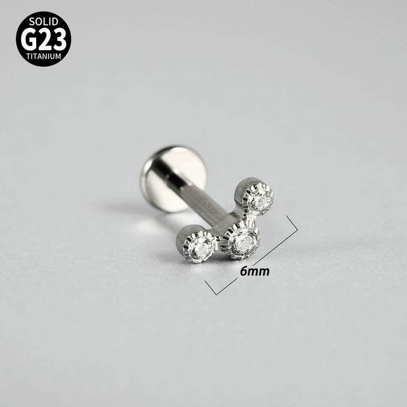 Titanium Inner Tooth Lip Nail And Lip Ring Jewelry With Geometric Pattern And Electroplating Butterfly And Dog Footprint Inlaid Zircon