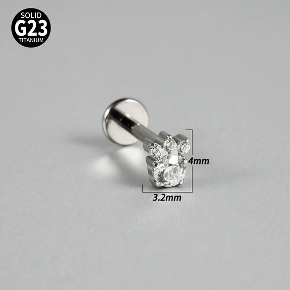Titanium Inner Tooth Lip Nail And Lip Ring Jewelry With Geometric Pattern And Electroplating Butterfly And Dog Footprint Inlaid Zircon