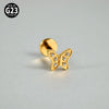 Titanium Inner Tooth Lip Nail And Lip Ring Jewelry With Geometric Pattern And Electroplating Butterfly And Dog Footprint Inlaid Zircon