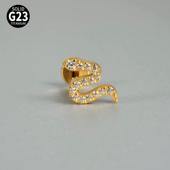 Titanium Inner Tooth Lip Nail And Lip Ring Jewelry With Geometric Pattern And Electroplating Butterfly And Dog Footprint Inlaid Zircon