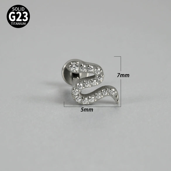 Titanium Inner Tooth Lip Nail And Lip Ring Jewelry With Geometric Pattern And Electroplating Butterfly And Dog Footprint Inlaid Zircon