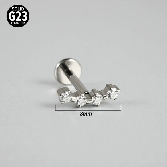 Titanium Inner Tooth Lip Nail And Lip Ring Jewelry With Geometric Pattern And Electroplating Butterfly And Dog Footprint Inlaid Zircon