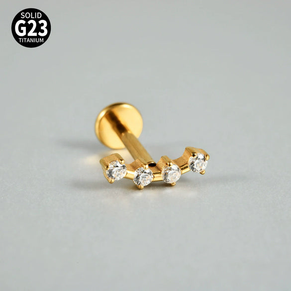 Titanium Inner Tooth Lip Nail And Lip Ring Jewelry With Geometric Pattern And Electroplating Butterfly And Dog Footprint Inlaid Zircon