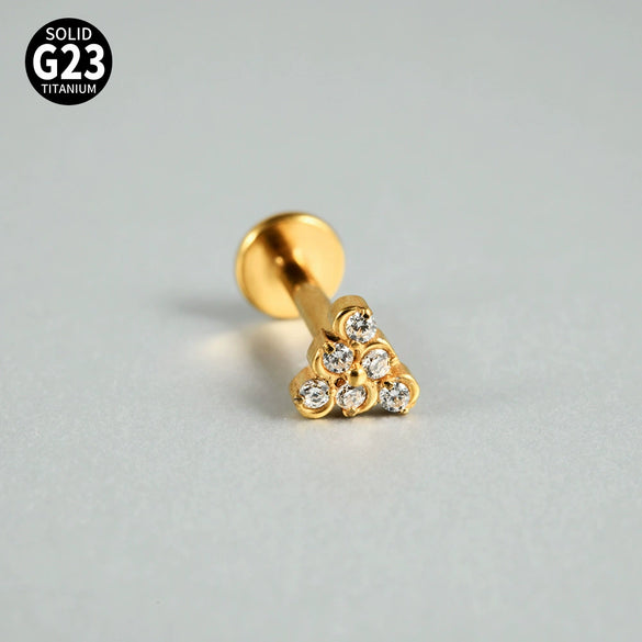 Titanium Inner Tooth Lip Nail And Lip Ring Jewelry With Geometric Pattern And Electroplating Butterfly And Dog Footprint Inlaid Zircon
