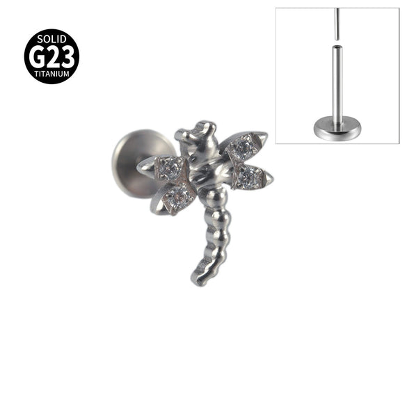 Titanium Insects Pattern Threadless Insert Earrings With Electroplating