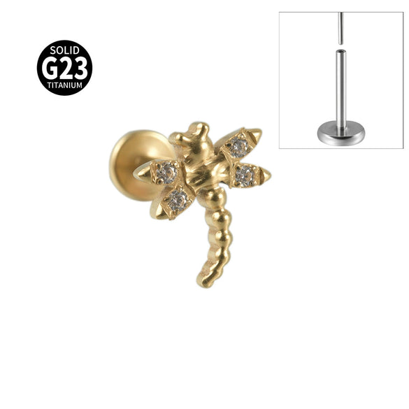 Titanium Insects Pattern Threadless Insert Earrings With Electroplating