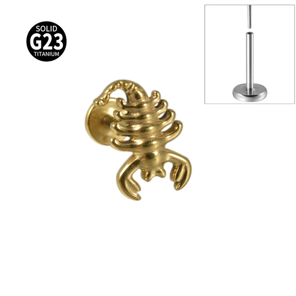 Titanium Insects Pattern Threadless Insert Earrings With Electroplating