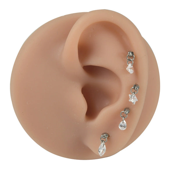 Titanium Lip Nail Ear Bone Nail Fashion Piercing Earrings With Serpentine Pattern And Zircon Design