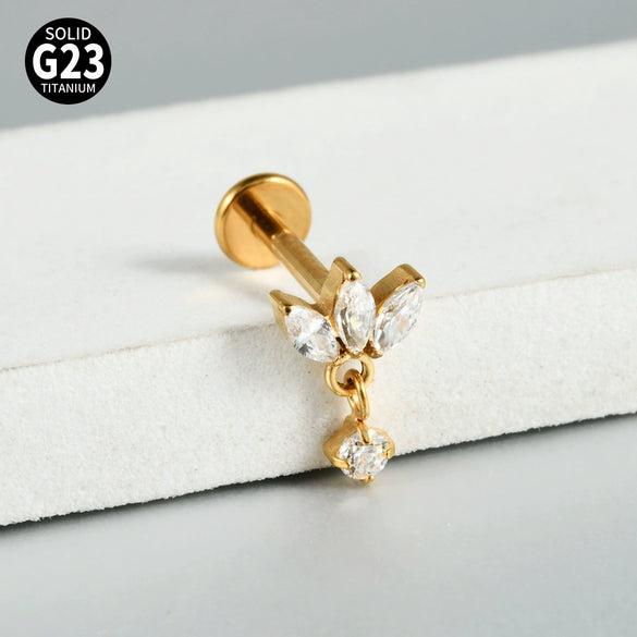 Titanium Lip Nail Ear Nail Puncture Decoration With Tshaped Rod And The Crown Pattern Electroplated