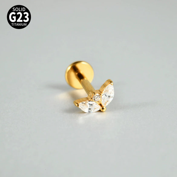 Titanium Lip Nail Ear Nail Puncture Decoration With Tshaped Rod And The Crown Pattern Electroplated