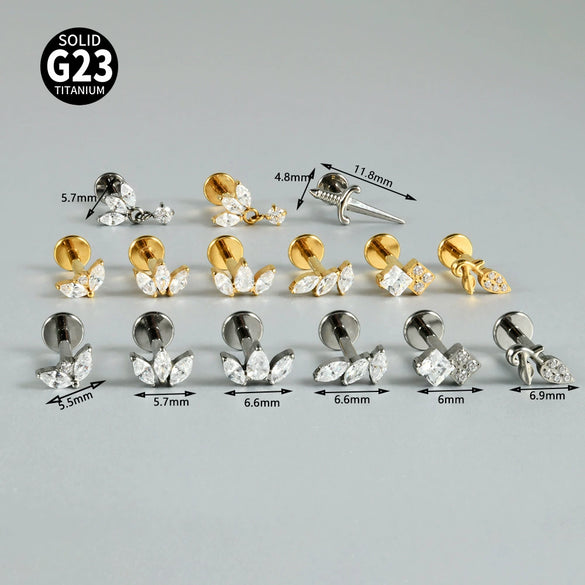 Titanium Lip Nail Ear Nail Puncture Decoration With Tshaped Rod And The Crown Pattern Electroplated