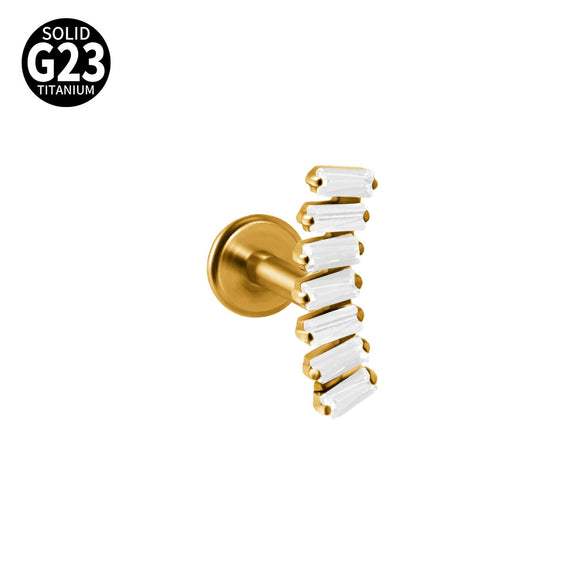 Titanium Lip Ring And Ear Nail Jewelry With Geometric Pattern And Zircon Design
