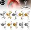 Titanium Lip Ring And Ear Nail Jewelry With Geometric Pattern And Zircon Design