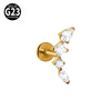 Titanium Lip Ring And Ear Nail Jewelry With Geometric Pattern And Zircon Design