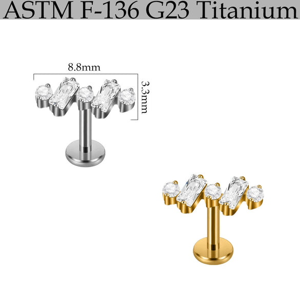 Titanium Marquise Curved Lip Nail Fivestar Electroplated Earrings And Lip Ring With Wave Pattern