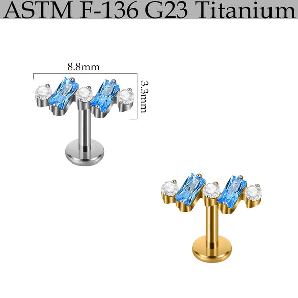 Titanium Marquise Curved Lip Nail Fivestar Electroplated Earrings And Lip Ring With Wave Pattern