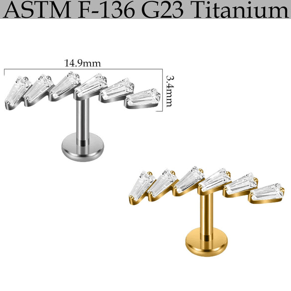 Titanium Marquise Curved Lip Nail Fivestar Electroplated Earrings And Lip Ring With Wave Pattern