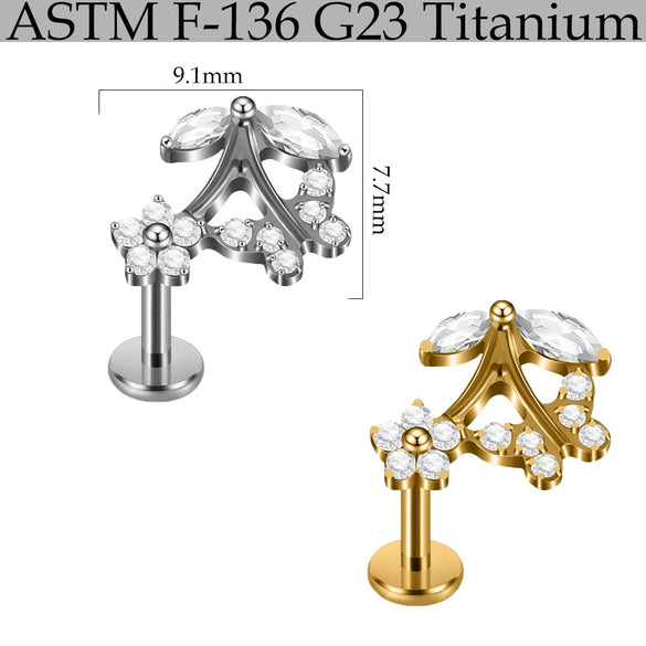 Titanium Marquise Curved Lip Nail Fivestar Electroplated Earrings And Lip Ring With Wave Pattern