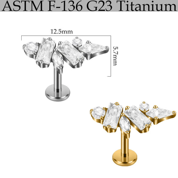 Titanium Marquise Curved Lip Nail Fivestar Electroplated Earrings And Lip Ring With Wave Pattern