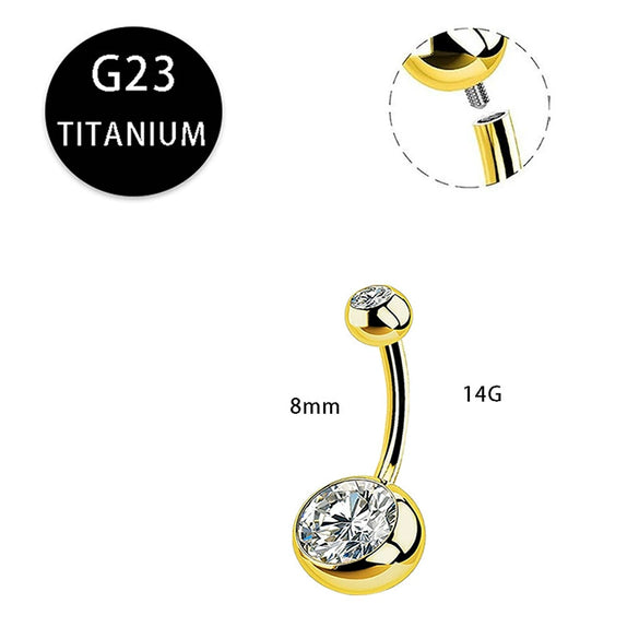 Titanium Navel Ring Ball Shape Unisex Body Piercing Jewelry Inlaid With Zircon