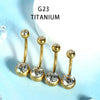 Titanium Navel Ring Ball Shape Unisex Body Piercing Jewelry Inlaid With Zircon